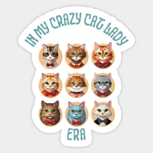 Quirky Vintage Crazy Cat Lady Era Design | Unique Cat Lover Gift Sticker